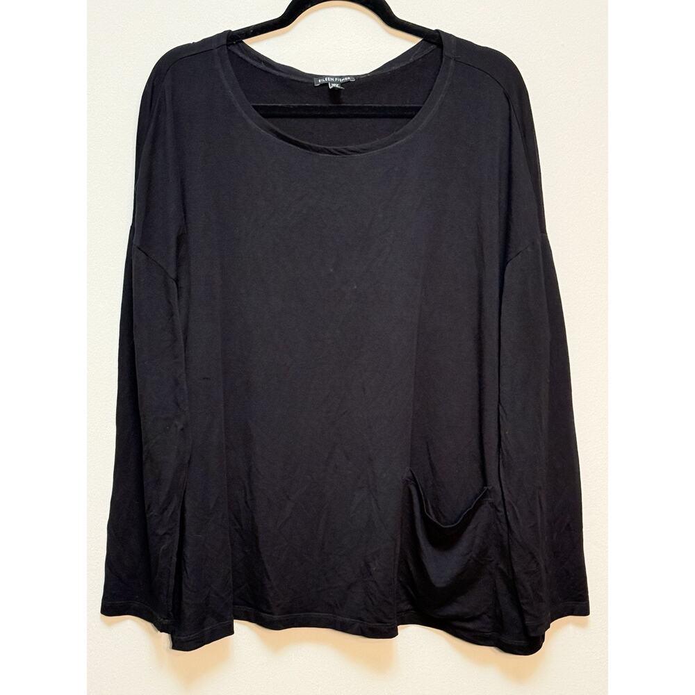 Eileen Fisher Relaxed Fit Tencel Spandex‎ Jersey One Pocket Tunic Top Size XL